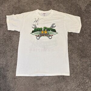John Force‎ T-Shirt Mens Medium Signed Autographed White NHRA Racing 2007
